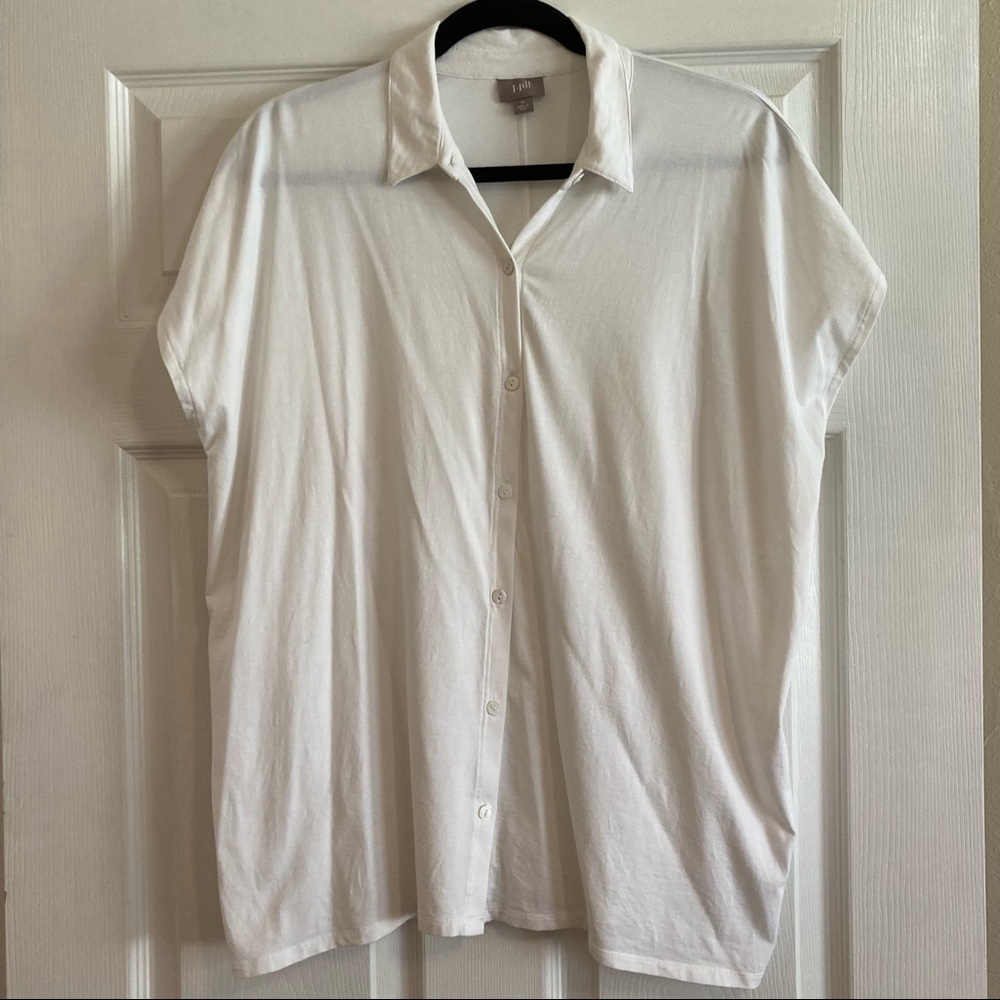 SzM J.Jill white collared button capsleeve blouse🤍💎
